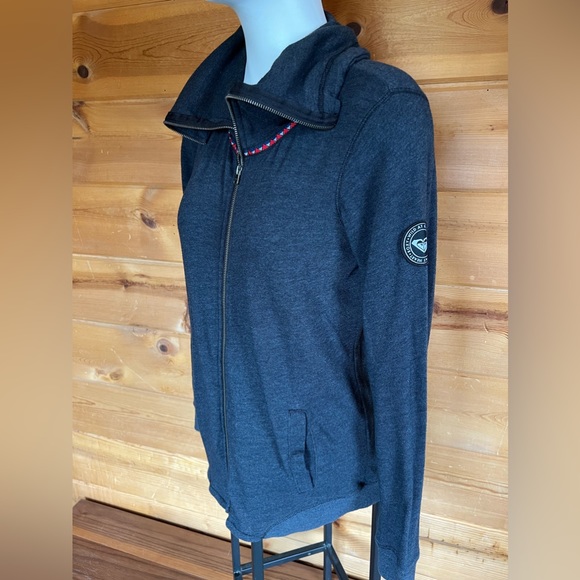 Roxy Estilo lightweight front full zip jacket sweatshirt, gray Cowell neck Large - Picture 1 of 5
